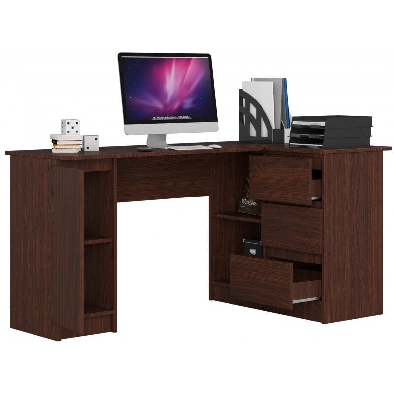 NORE B20 työpöytä, oikeanpuoleinen, 124,7 x 77 x 85 cm, tummanruskea hinta ja tiedot | Tietokonepöydät ja työpöydät | hobbyhall.fi