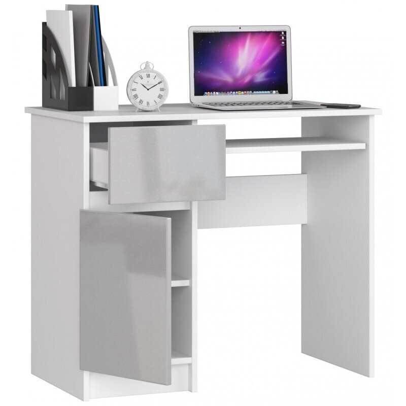 Työpöytä NORE Piksel, vasen, valkoinen/harmaa hinta ja tiedot | Tietokonepöydät ja työpöydät | hobbyhall.fi