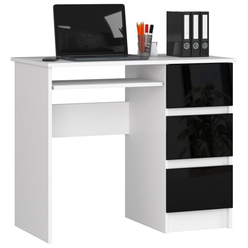 Työpöytä NORE A6, oikeanpuoleinen, valkoinen/musta hinta ja tiedot | Tietokonepöydät ja työpöydät | hobbyhall.fi