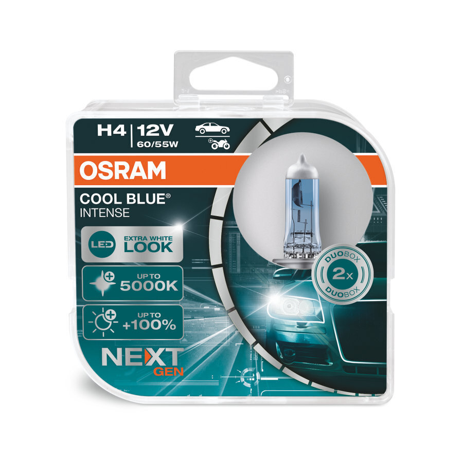 Auton polttimot Osram H4 Cool Blue Intense 60/55W 12V P43T, 2 kpl hinta ja tiedot | Polttimot | hobbyhall.fi