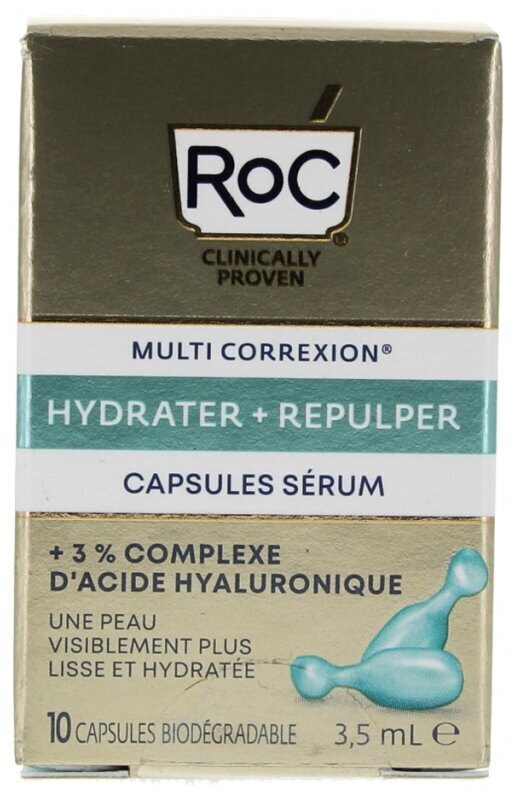 Roc Multi Correxion Hydrate & Plump, Kosteuttava sekä kiinteyttävä seerumi kapseleissa, 10 x 0,35 ml hinta ja tiedot | Kasvoöljyt ja seerumit | hobbyhall.fi