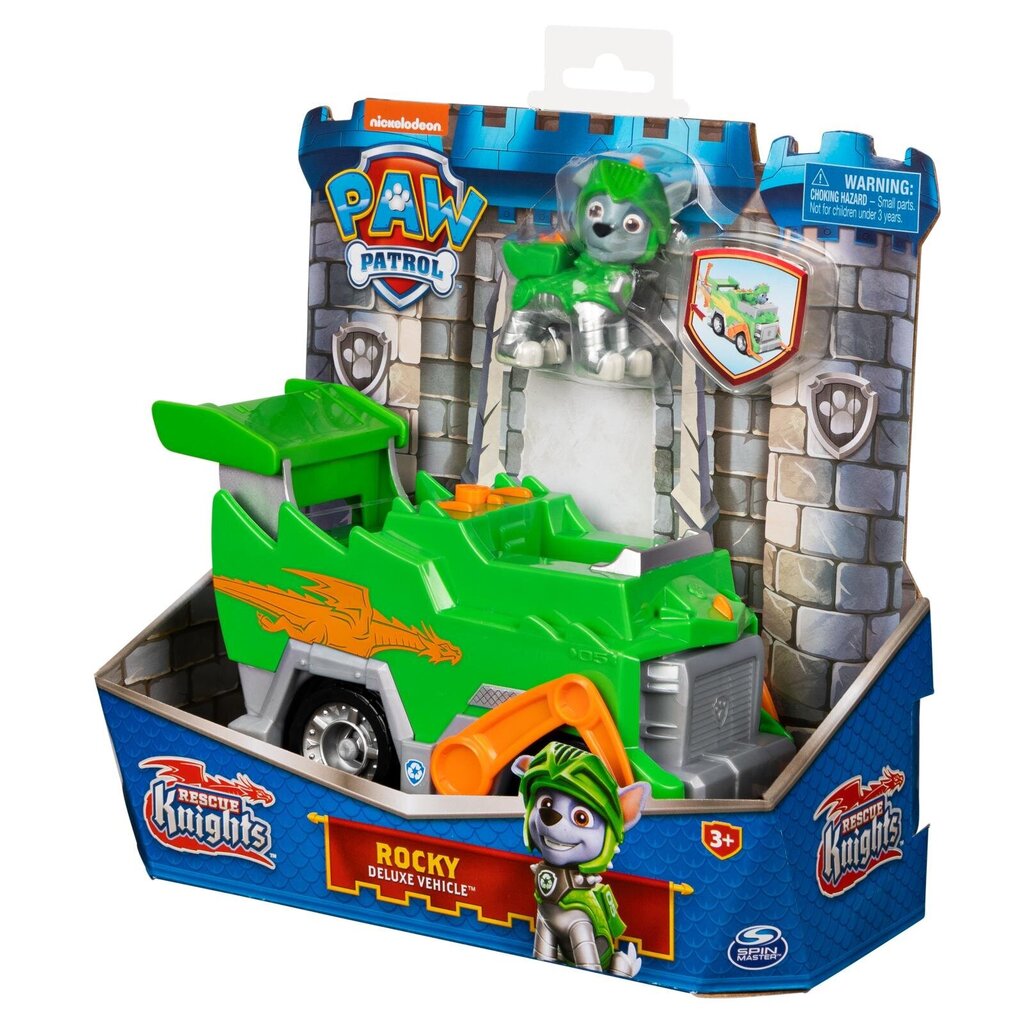 Pelastuspartio Rescue Knights Rocky ajoneuvolla Paw Patrol (Ryhmä Hau), 6063588 hinta ja tiedot | Poikien lelut | hobbyhall.fi