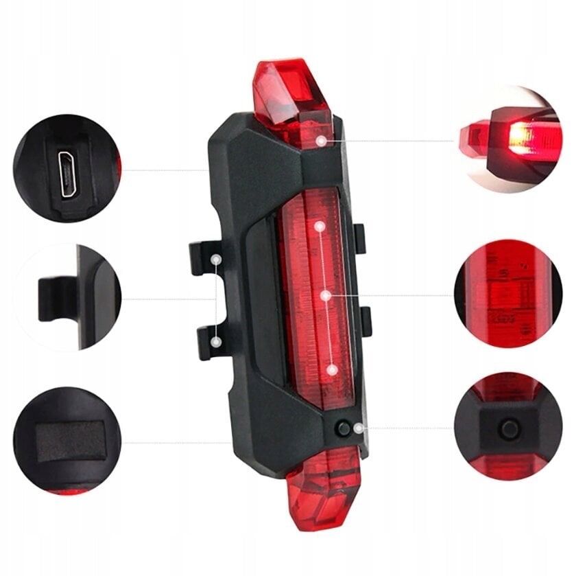 USB LED-pyörävalo + takavalo hinta ja tiedot | Polkupyörän valot ja heijastimet | hobbyhall.fi