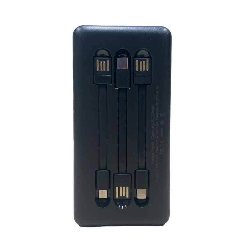 Riff YM-407S Mega 30000 mAh laturi 2 x USB 2.1 A max. lähtö / micro-USB + USB-C-tulo + 3 mustaa kaapelia hinta ja tiedot | Varavirtalähteet | hobbyhall.fi