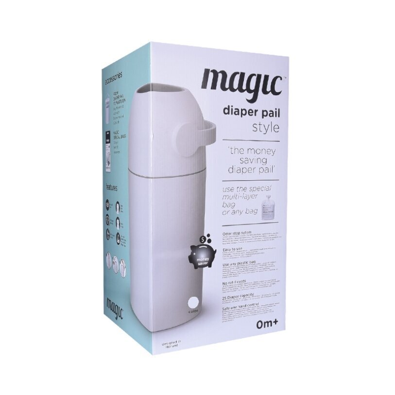 Säiliö käytetyille vaipoille Magic valkoinen (25 vaipalle) +pussit, MA-C110WH 2 hinta ja tiedot | Vaipat | hobbyhall.fi