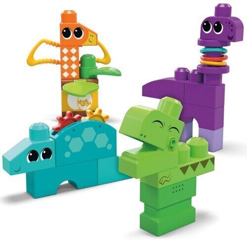 Mattel Mega Bloks: Aistinvaraiset ominaisuudet - Squeak N Chomp Dinos (HKN43) hinta ja tiedot | Vauvan lelut | hobbyhall.fi