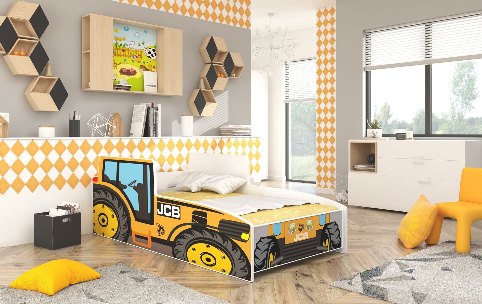 ADRK Furniture Tractor, 140 cm x 70 cm, vihreän värinen Lasten sänky hinta ja tiedot | Lastensängyt | hobbyhall.fi