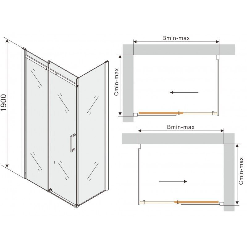 Mexen Omega Suihkukaappi, 8 mm, 120x70,80,90,100, mustan värinen hinta ja tiedot | Suihkukaapit ja suihkunurkat | hobbyhall.fi