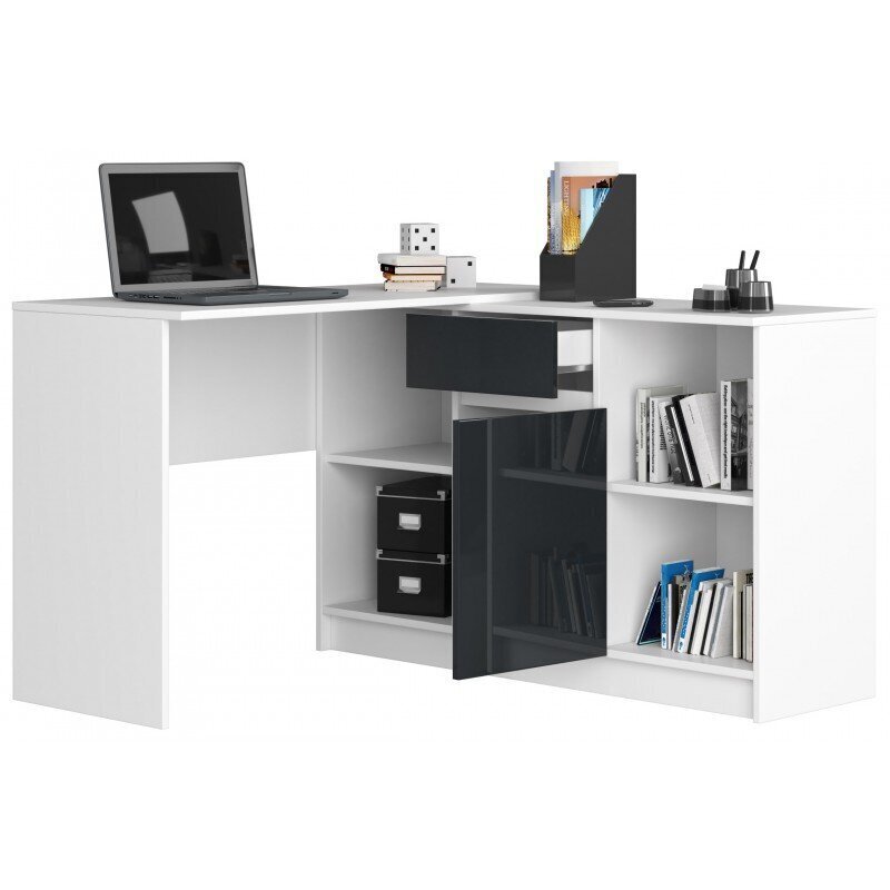 NORE B17 -kirjoituspöytä hyllyillä, 120 x 77/79 x 126 cm, valkoinen / harmaa hinta ja tiedot | Tietokonepöydät ja työpöydät | hobbyhall.fi