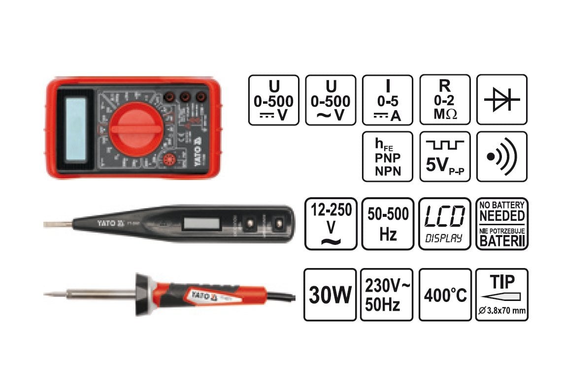 Yato sähköasentajien työkalusarja YT-39009, 68 kpl hinta ja tiedot | Käsityökalut | hobbyhall.fi