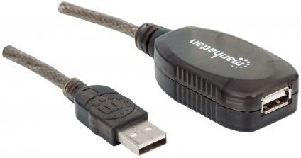 USB-jatkoyhteys Manhattan USB 2.0 A-A M/F 10m, aktiivinen hinta ja tiedot | Puhelinkaapelit | hobbyhall.fi