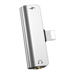 Äänisovitin Hoco LS25 Apple Lightningista Lightningiin + 3,5mm hopea hinta ja tiedot | Puhelinkaapelit | hobbyhall.fi
