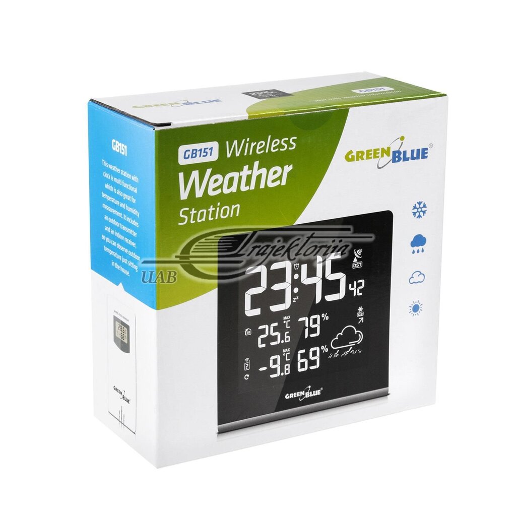 Greenblue 51193 Black,White LCD Battery hinta ja tiedot | Sääasemat, lämpö- ja kosteusmittarit | hobbyhall.fi