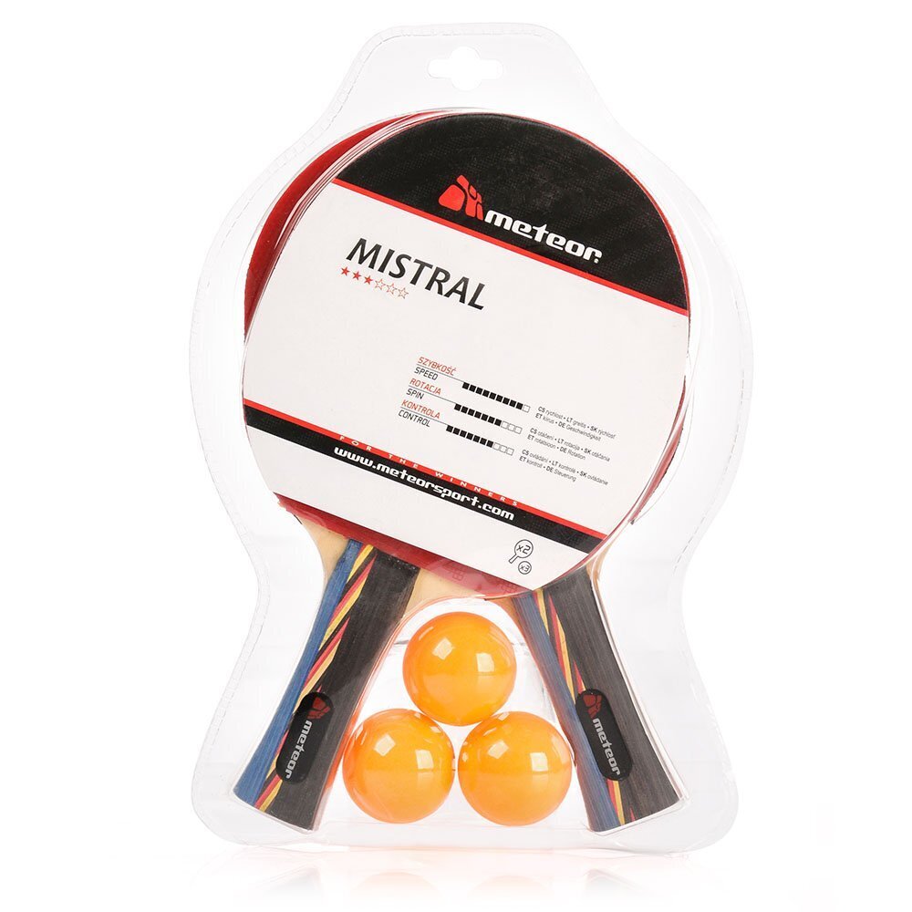 Pöytätennissetti Meteor Mistral, 2 mailaa 3 palloa hinta ja tiedot | Pingismailat | hobbyhall.fi