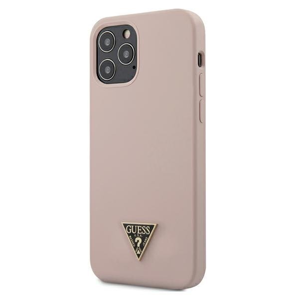 Guess GUHCP12MLSTMLP Triangle Logo Silikoni kova takakuori Apple iPhone 12 / iPhone 12 Pro Pinkki hinta ja tiedot | Puhelimen kuoret ja kotelot | hobbyhall.fi