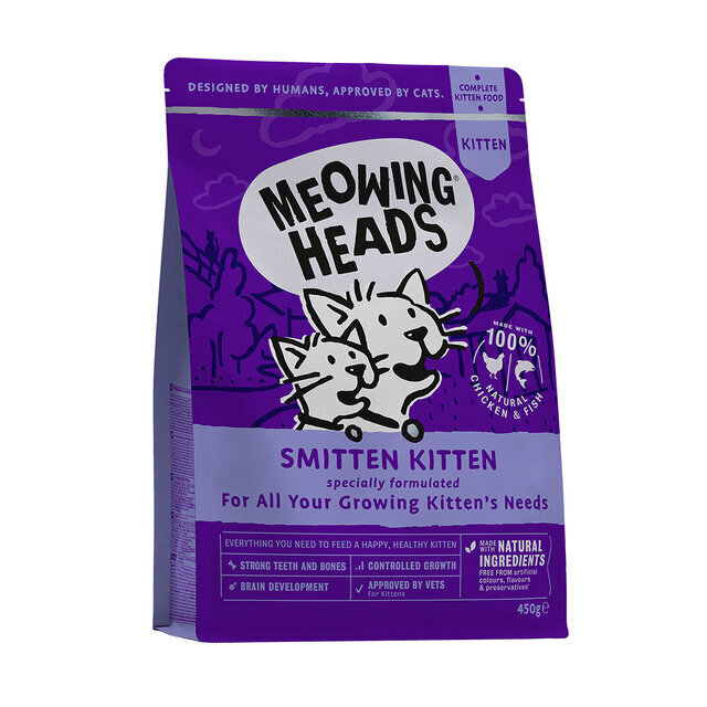 Meowing Heads kissanpentujen kuivaruoka, 450 g hinta ja tiedot | Kissan kuivaruoka | hobbyhall.fi