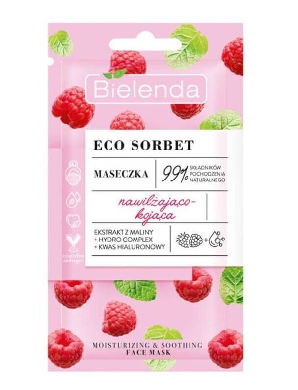 Rauhoittava ja kosteuttava kasvonaamio Bielenda Sorbet Raspberry 8 g hinta ja tiedot | Kasvonaamiot ja silmänalusaamiot | hobbyhall.fi