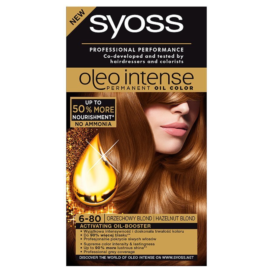 SYOSS OLEO INTENSE -kestoväri, 6-80 Hazelnut Blond hinta ja tiedot | Hiusvärit | hobbyhall.fi