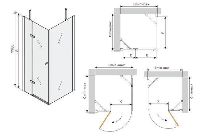 Mexen Roma-suihkukaappi, 110 x 70/80/90/100/110/120 cm hinta ja tiedot | Suihkukaapit ja suihkunurkat | hobbyhall.fi