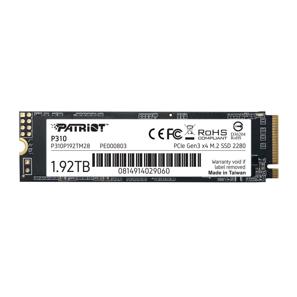 Patriot Memory P310 M.2 1920 GB PCI Express 3.0 NVMe hinta ja tiedot | Kovalevyt | hobbyhall.fi