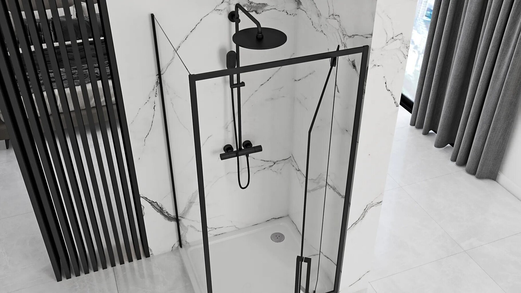 Suihkukaappi REA Rapid Swing Musta, 120x80,90,100 cm hinta ja tiedot | Suihkukaapit ja suihkunurkat | hobbyhall.fi