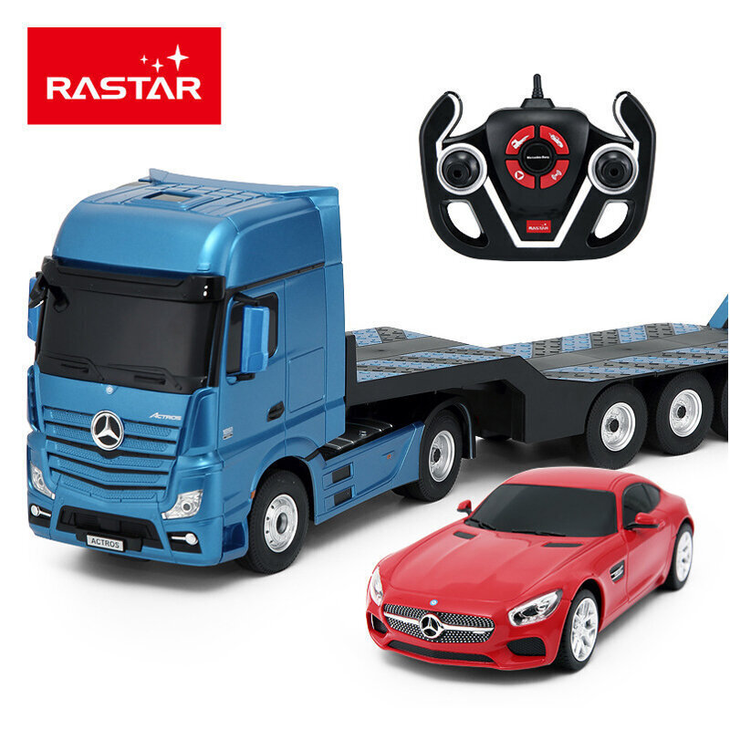 RASTAR kuorma-auto jossa on auto RC Mercedes-Benz Actros, 74940 hinta ja tiedot | Poikien lelut | hobbyhall.fi