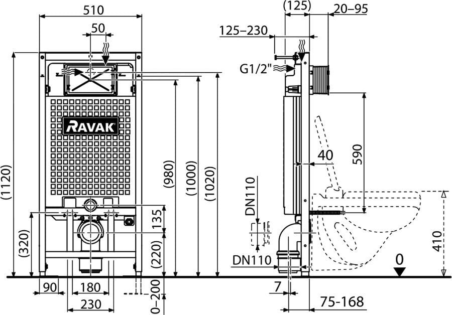 Ravak G II/1120 Wc-istuimen runko hinta ja tiedot | WC-istuimet | hobbyhall.fi