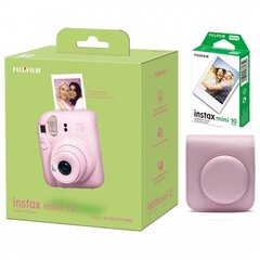 Fujifilm Instax Mini 12, Blossom Pink + Instax Mini Glossy (10 kpl) + alkuperäinen kotelo hinta ja tiedot | Pikakamerat | hobbyhall.fi