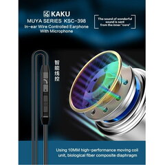 iKaku Muya Dual Moving Coil In-Ear Music and Call Headset 3,5 mm 1,2 m kaapeli mikrofonilla ja kaukosäätimellä, mustan vörinen hinta ja tiedot | Kuulokkeet | hobbyhall.fi