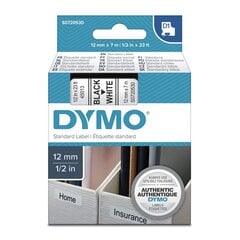 Teippi Dymo D1 45013 12mm x 7m / musta ja valkoinen hinta ja tiedot | Tulostustarvikkeet | hobbyhall.fi