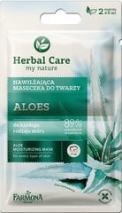 Kosteuttava kasvonaamio Farmona Herbal Care Aloe 2 x 5 ml hinta ja tiedot | Kasvonaamiot ja silmänalusaamiot | hobbyhall.fi