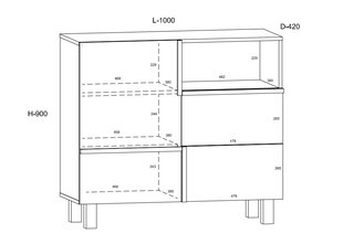 Meblocross Lars 01 1D2S, Lipasto, valkoinen/vaalea tammi hinta ja tiedot | Lipastot | hobbyhall.fi