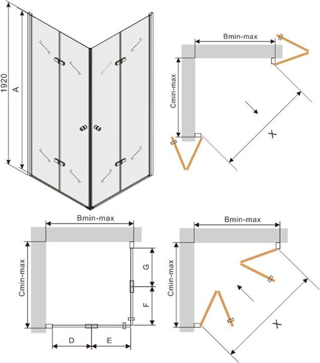 Suihkukaappi Mexen Lima DUO Musta, 70,80,90,100 cm hinta ja tiedot | Suihkukaapit ja suihkunurkat | hobbyhall.fi