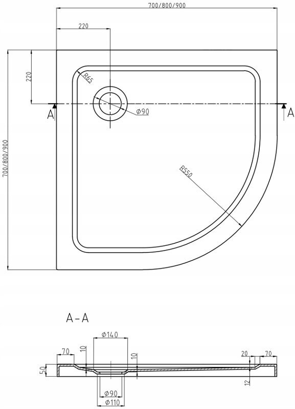 Puoliympyrän muotoinen suihkukaappi Mexen Rio F jalustalla ja sifonilla, 70x70,80x80,90x90cm, musta/läpikuultava+musta hinta ja tiedot | Suihkukaapit ja suihkunurkat | hobbyhall.fi