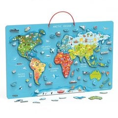 Puinen ripustettava taulu, jossa magneettinen maailmankartta ja tarvikkeet, 106 kpl hinta ja tiedot | Kehittävät lelut | hobbyhall.fi