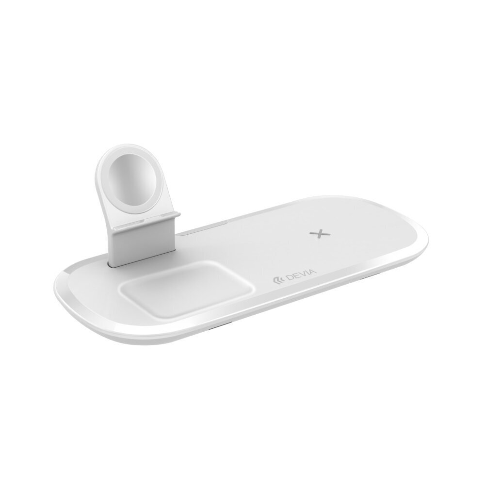 Devia 3 in 1 langaton laturi iPhonelle / Airpods / Apple Watch 5V / 2A / 15W / + USB-C kaapeli / valkoisen värinen hinta ja tiedot | Puhelimen laturit | hobbyhall.fi