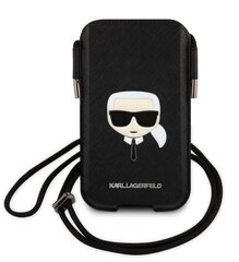 Karl Lagerfeld Head Saffiano PU Pouch S/M Black hinta ja tiedot | Puhelimen kuoret ja kotelot | hobbyhall.fi