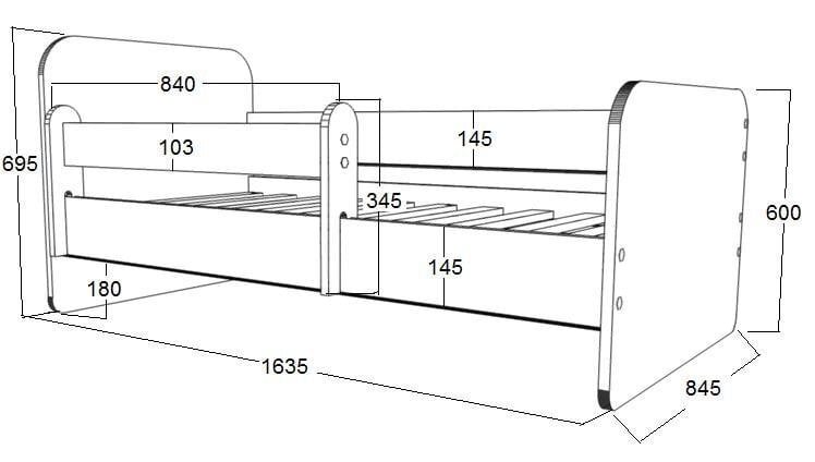 Ami 11 sänky patjalla 160 cm x 80 cm ja irrotettavalla reunalla hinta ja tiedot | Lastensängyt | hobbyhall.fi