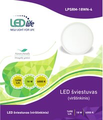 Kattovalaisin pinta-asennuksella LEDlife LED18W, pyöreä hinta ja tiedot | LEDlife Huonekalut ja sisustus | hobbyhall.fi
