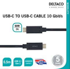 Deltaco USBC-1121M, USB C, 0.5m hinta ja tiedot | Puhelinkaapelit | hobbyhall.fi
