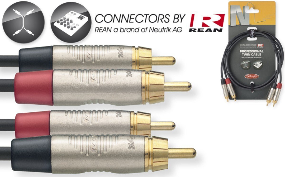 Stagg REAN 2 x RCA - 2 x RCA, 1m hinta ja tiedot | Kaapelit ja adapterit | hobbyhall.fi