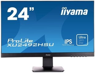 23,8 Full HD IPS-monitori Iiyama Ultra slim line ProLite XU2492HSU-B1 hinta ja tiedot | Näytöt | hobbyhall.fi