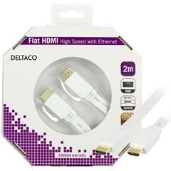 DELTACO HDMI-1020H-K, litteä HDMI-kaapeli, 2m hinta ja tiedot | Kaapelit ja adapterit | hobbyhall.fi