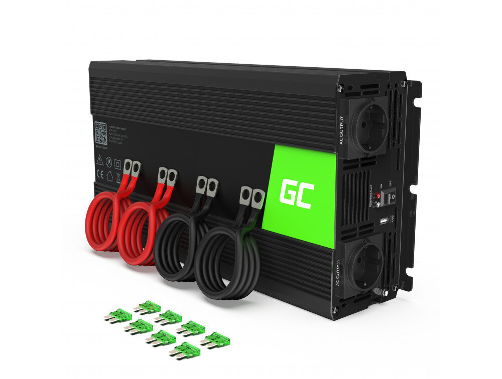 Green Cell invertteri, jännitteenmuunnin 12V - 230V 3000W/6000W modifioitu siniaalto hinta ja tiedot | Muuntimet ja invertterit | hobbyhall.fi