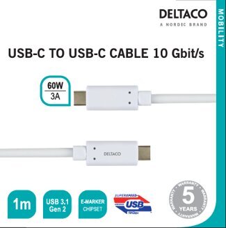 Deltaco USBC-1127M, USB C, 1m hinta ja tiedot | Puhelinkaapelit | hobbyhall.fi