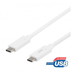 Deltaco USBC - 1126M, USB C, 0.5 m, valkoinen hinta ja tiedot | Puhelinkaapelit | hobbyhall.fi