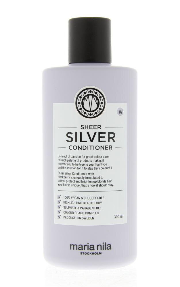 Keltaisen sävyn neutraloiva shampoo vaaleille hiuksille Maria Nila Sheer Silver, 300 ml hinta ja tiedot | Hoitoaineet | hobbyhall.fi