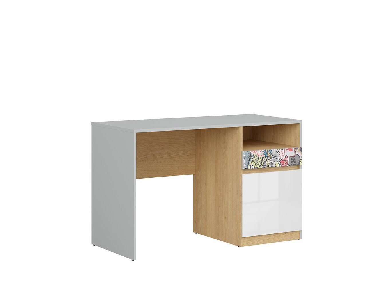 BRW Nandu 1S1D työpöytä, harmaa/vaaleanpunainen hinta ja tiedot | Tietokonepöydät ja työpöydät | hobbyhall.fi