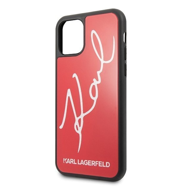 Puhelinkotelo Karl Lagerfeld KLHCN58DLKSRE iPhone 11 Pro red hard case Signature Glitter hinta ja tiedot | Puhelimen kuoret ja kotelot | hobbyhall.fi