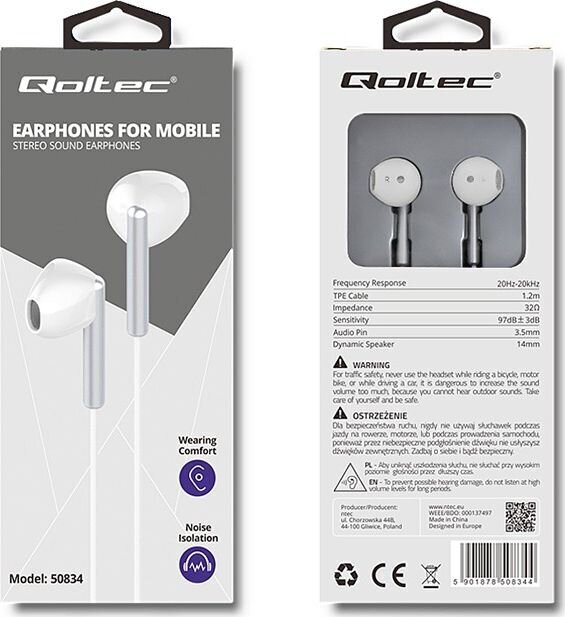 Qoltec 50834 hinta ja tiedot | Kuulokkeet | hobbyhall.fi